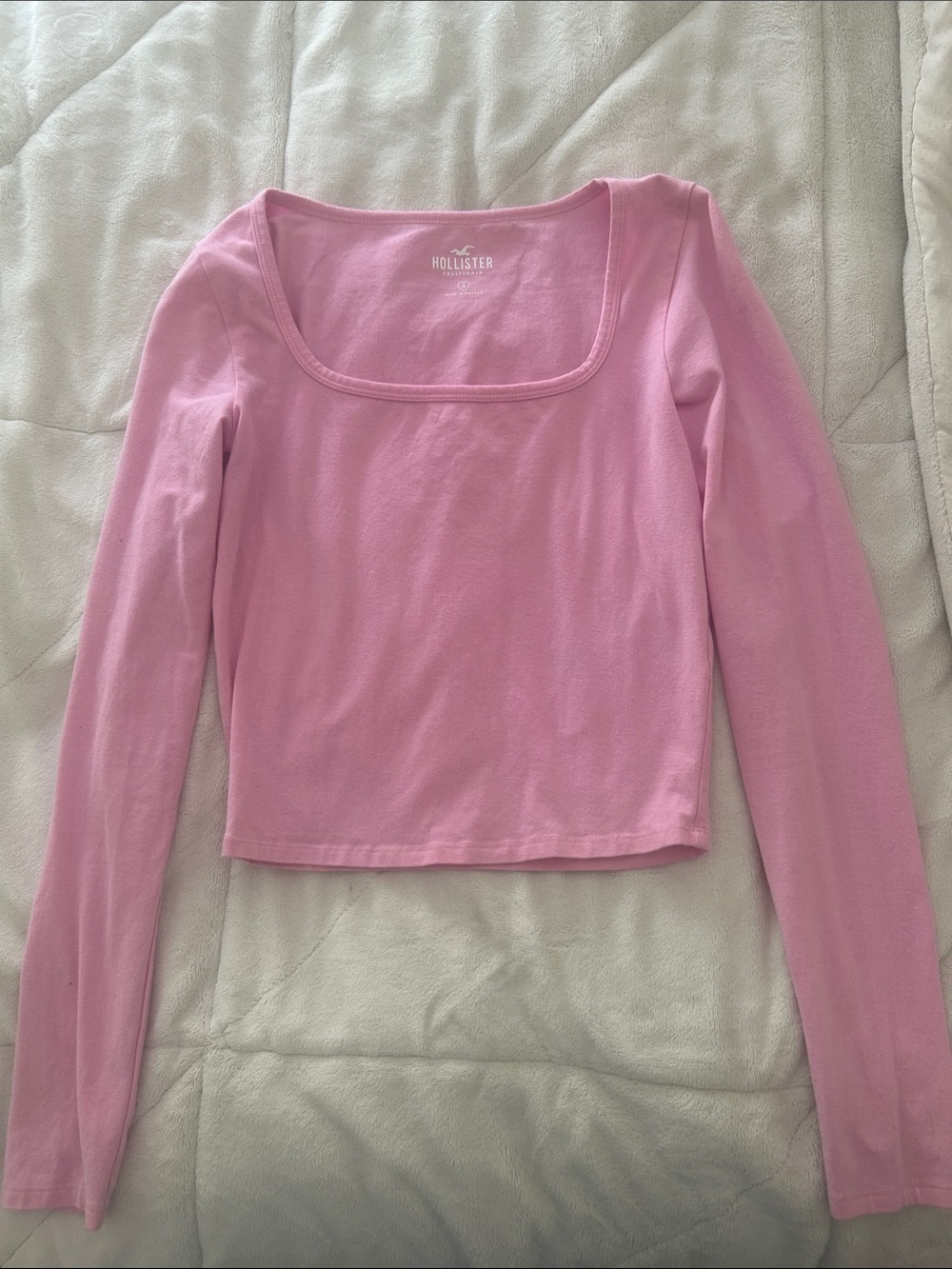 Hollister Light Pink Long Sleeve Square Neck Top